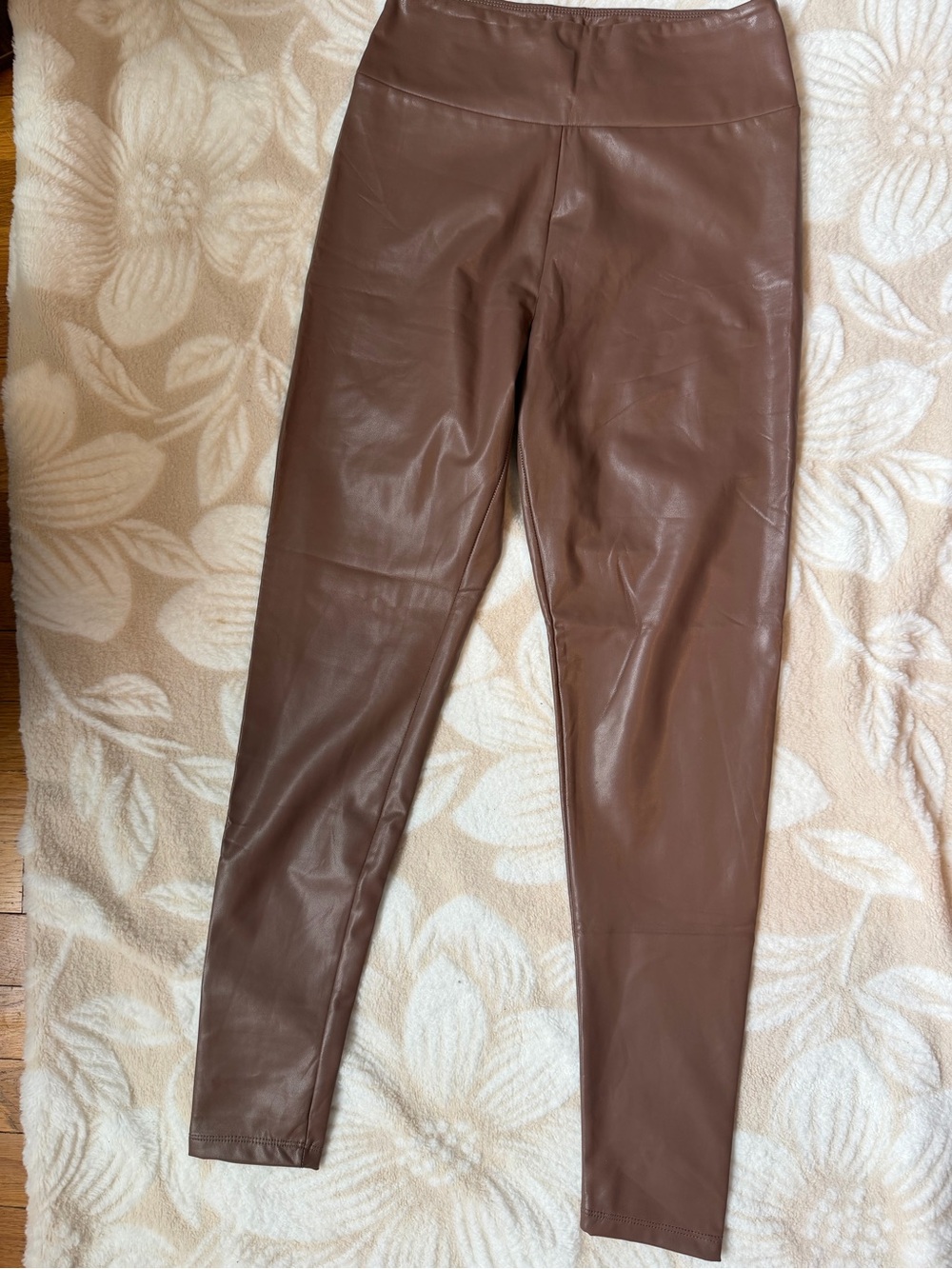 Streetwear Society Chocolate Brown Faux Leather Leggings for Kids